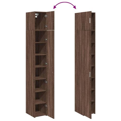 Skab 30x42,5x225 cm smalt konstrueret træ brun egetræsfarve
