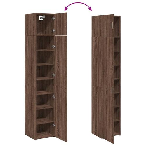 Skab 40x42,5x225 cm smalt konstrueret træ brun egetræsfarve