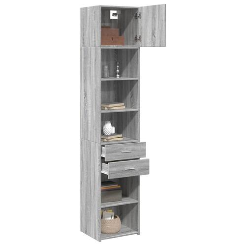 Skab 45x42,5x225 cm smalt konstrueret træ grå sonoma-eg