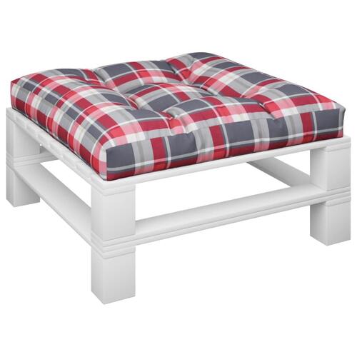 Pallehynde 80x80x12 cm stof rødternet