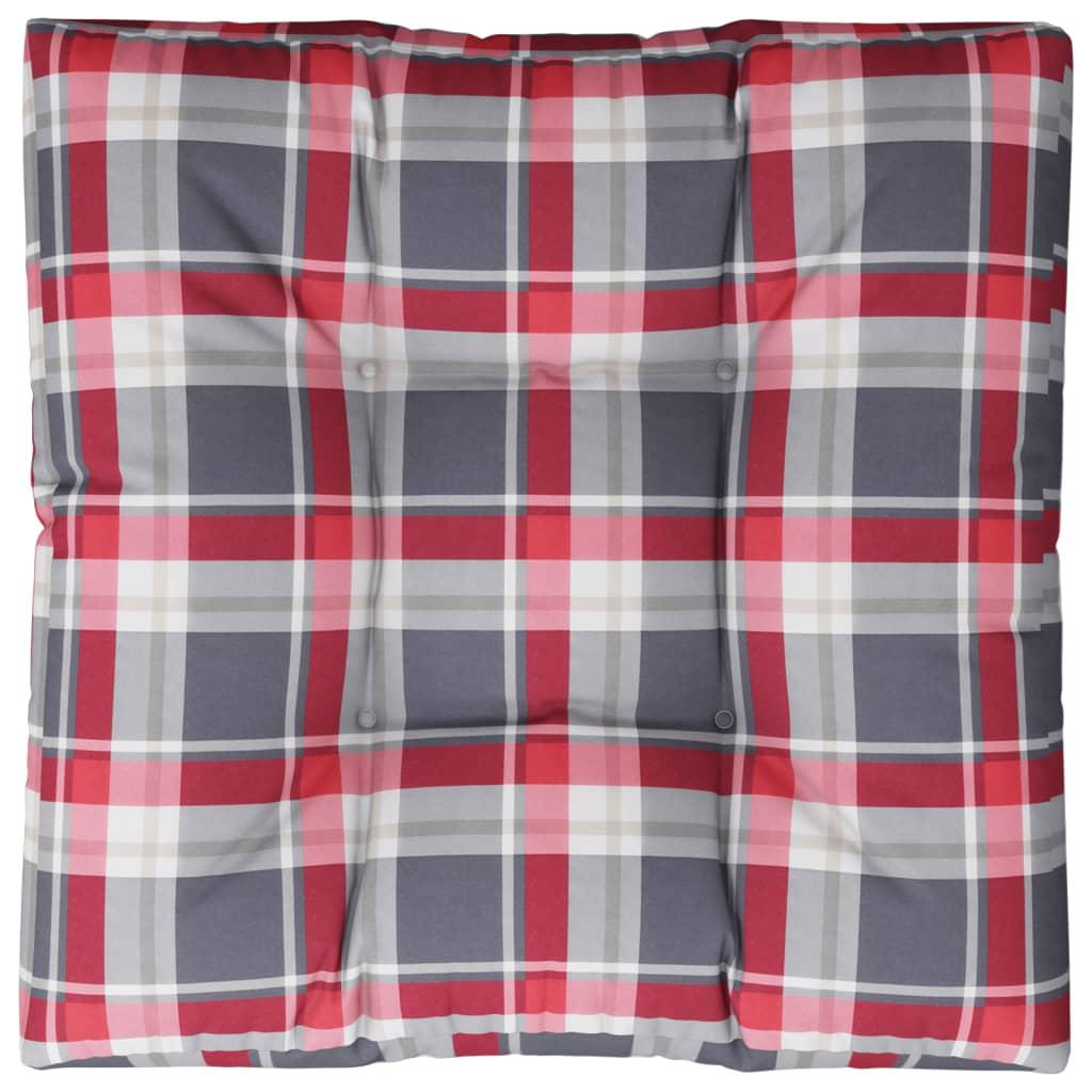 Pallehynde 80x80x12 cm stof rødternet