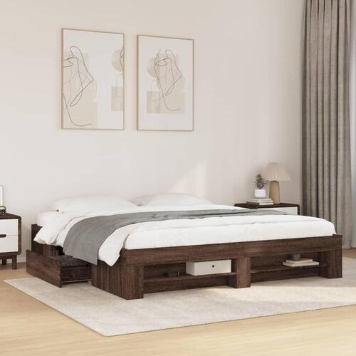 Sengestel uden madras 180x200 cm konstrueret træ brunt eg