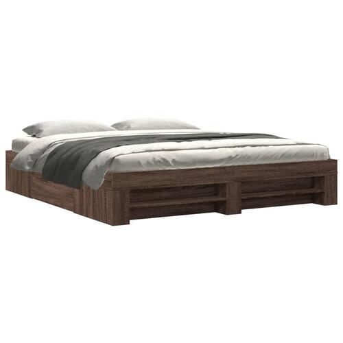 Sengestel uden madras 180x200 cm konstrueret træ brunt eg