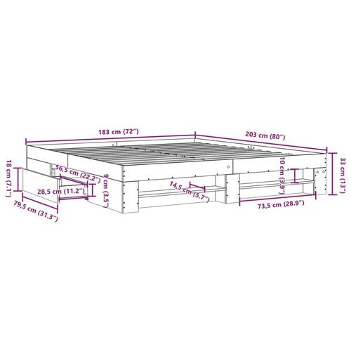 Sengestel uden madras 180x200 cm konstrueret træ brunt eg