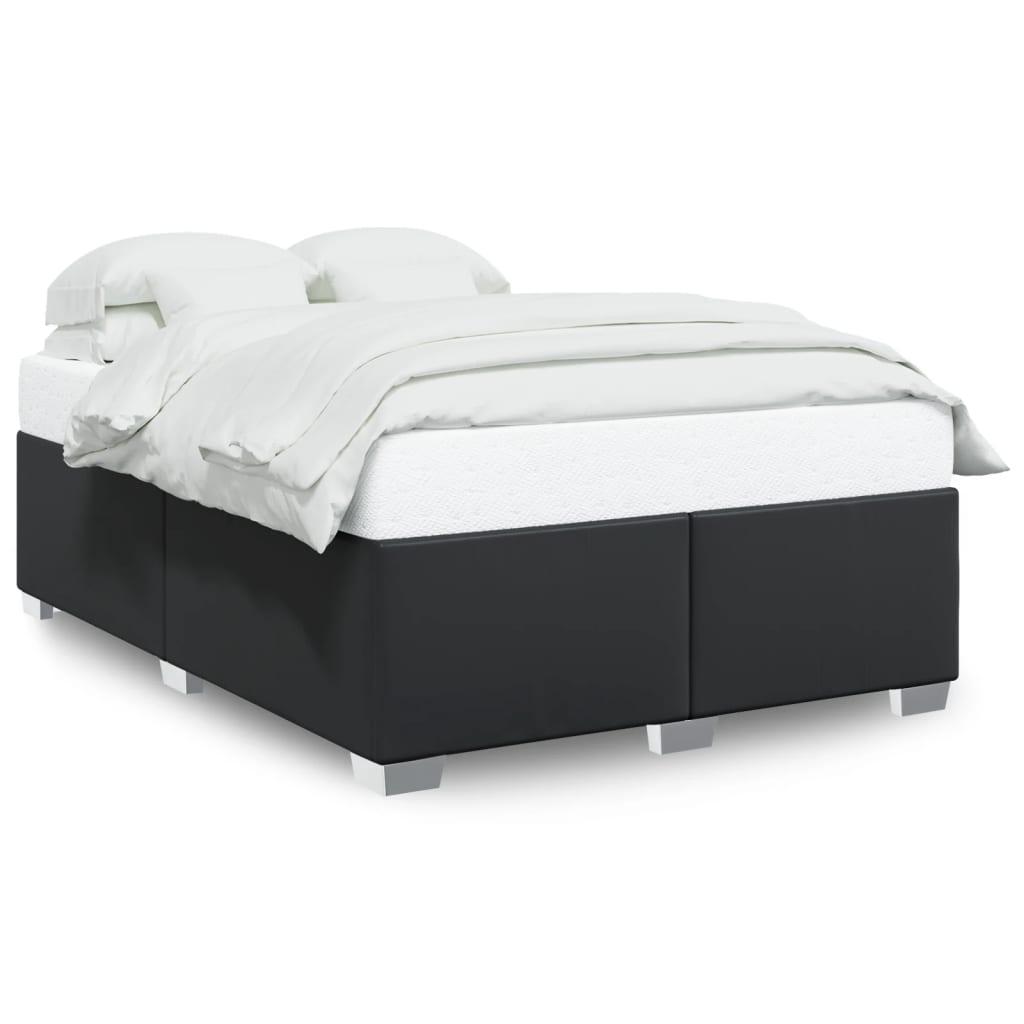 Sengeramme 140x190 cm i sort kunstlæder - polstret dobbeltseng billede
