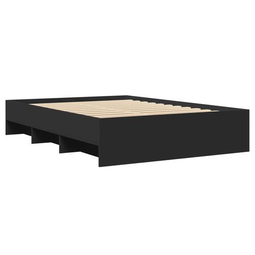 Sengestel 140x200 cm massivt træ sort