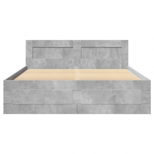 Sengeramme med sengegavl og skuffer 120x200 cm - betongrå