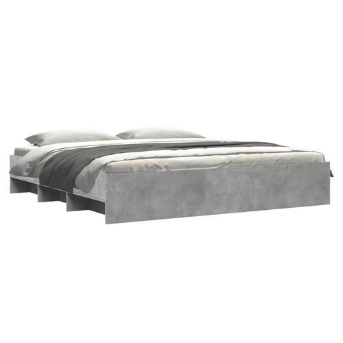 Sengestel 200x200 cm konstrueret træ betongrå