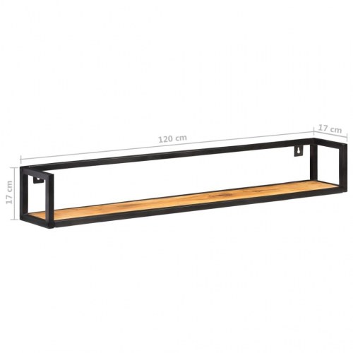Væghylder i massivt akacietræ - 2 stk., 120 cm, industrielt design