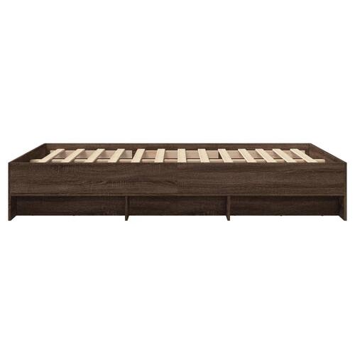 Sengestel 135x190 cm konstrueret træ brun eg