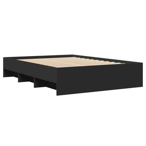 Sengestel 140x190 cm konstrueret træ sort