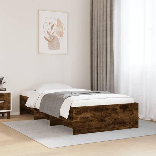 Sengeramme 75x190 cm uden madras konstrueret træ røget eg