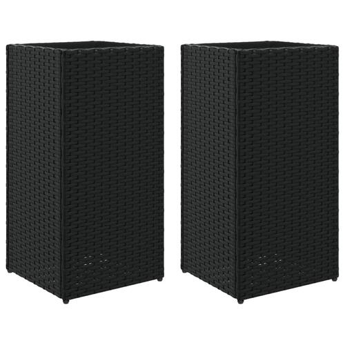 Plantekasser 2 stk. 30x30x60 cm polyrattan sort