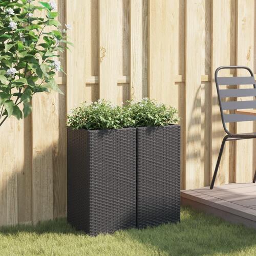 Plantekasser 2 stk. 30x30x60 cm polyrattan sort