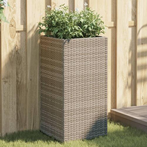 Plantekasser 2 stk. 40x40x80 cm polyrattan grå
