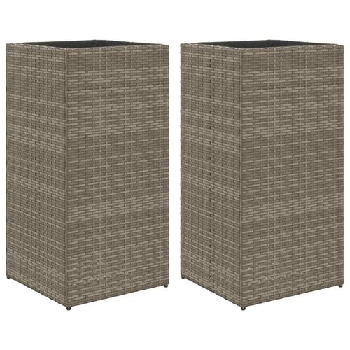 Plantekasser 2 stk. 40x40x80 cm polyrattan grå
