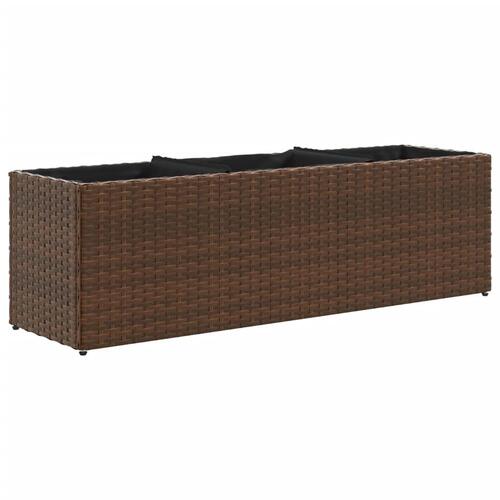 Plantekasser 2 stk. med 3 potter 105x30x32 cm polyrattan brun