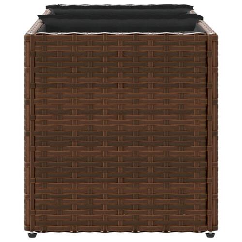 Plantekasser 2 stk. med 3 potter 105x30x32 cm polyrattan brun