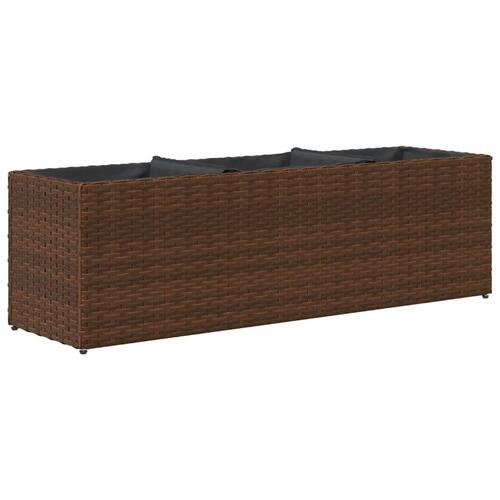 Plantekasser 2 stk. med 3 potter 105x30x32 cm polyrattan brun