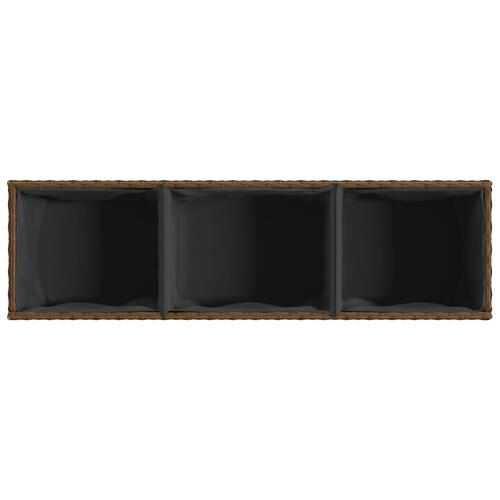 Plantekasser 2 stk. med 3 potter 105x30x32 cm polyrattan brun