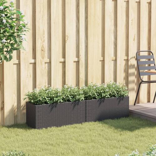 Plantekasser 2 stk. med 2 potter 72x30x32 cm polyrattan sort