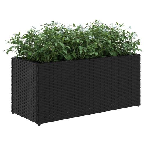 Plantekasser 2 stk. med 2 potter 72x30x32 cm polyrattan sort