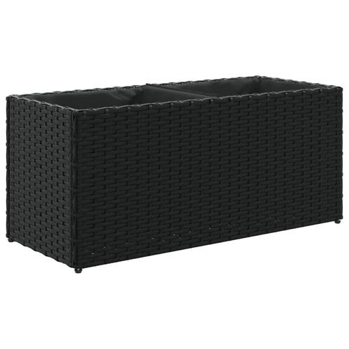 Plantekasser 2 stk. med 2 potter 72x30x32 cm polyrattan sort