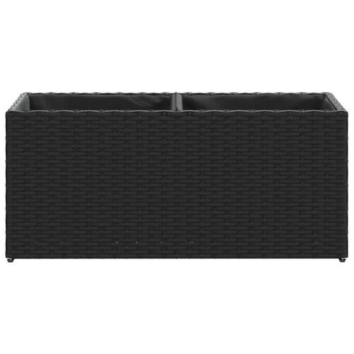 Plantekasser 2 stk. med 2 potter 72x30x32 cm polyrattan sort