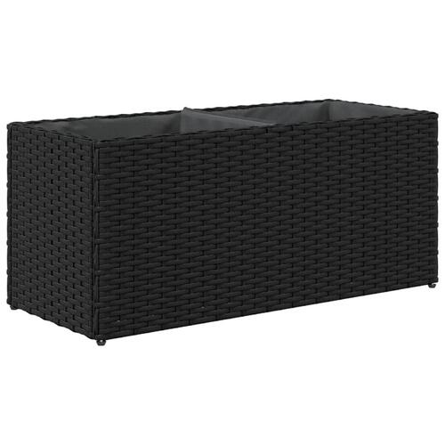 Plantekasser 2 stk. med 2 potter 72x30x32 cm polyrattan sort