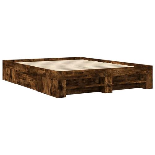 Sengeramme 150x200 cm uden madras konstrueret træ røget eg