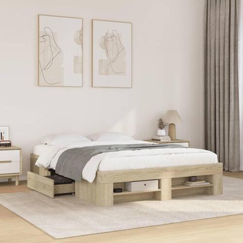 Sengeramme 120x200 cm uden madras konstrueret træ sonoma-eg