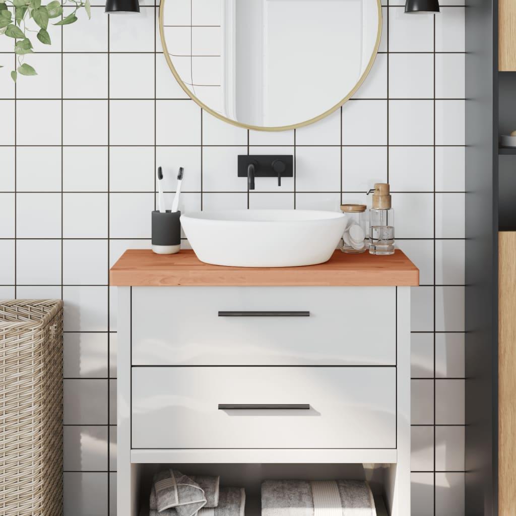 Bordplade til badeværelse 80x40x4 cm massivt bøgetræ