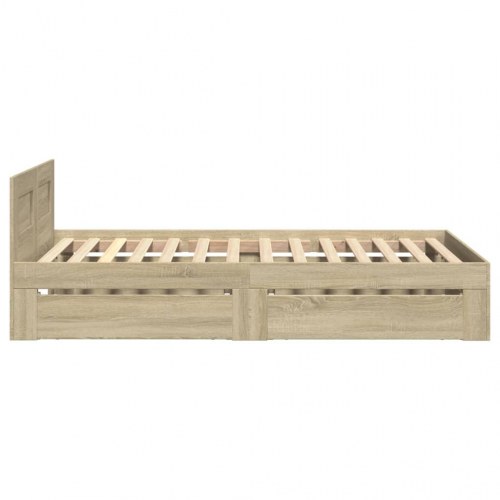 Sengeramme med sengegavl og opbevaringsskuffer 75x190 cm - sonoma-eg