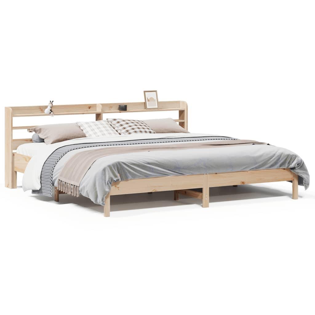 Sengeramme uden madras 200x200 cm massivt fyrretræ