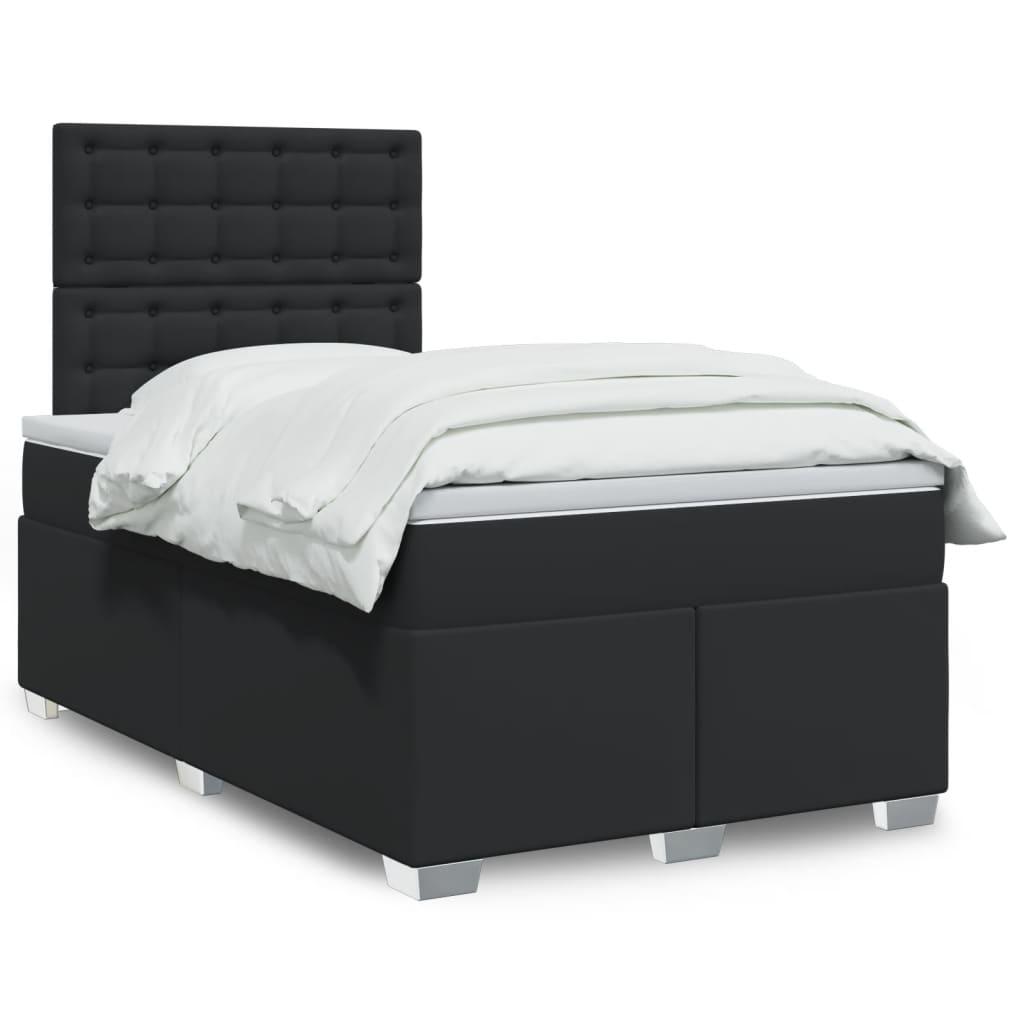 Kontinentalseng med madras 120x190 cm kunstlæder sort billede