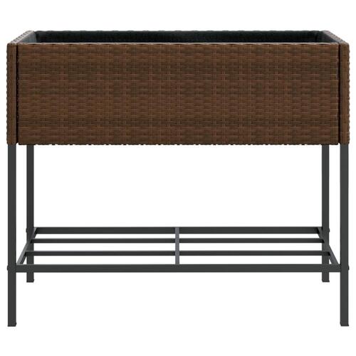 Plantekasser 2 stk. med hylde 90x40x75 cm polyrattan brun