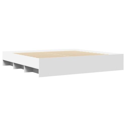 Sengestel 200x200 cm konstrueret træ hvid