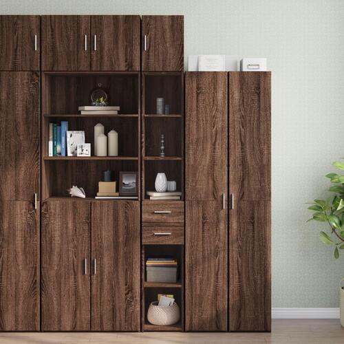 Skab 30x42,5x225 cm smalt konstrueret træ brun egetræsfarve
