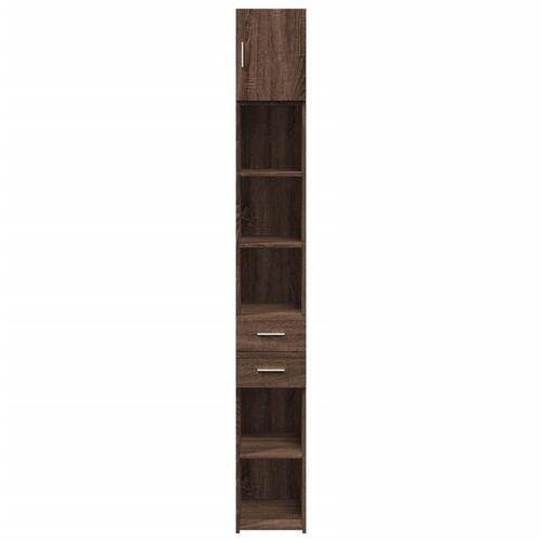 Skab 30x42,5x225 cm smalt konstrueret træ brun egetræsfarve