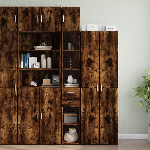 Skab 30x42,5x225 cm smalt konstrueret træ røget egetræsfarve