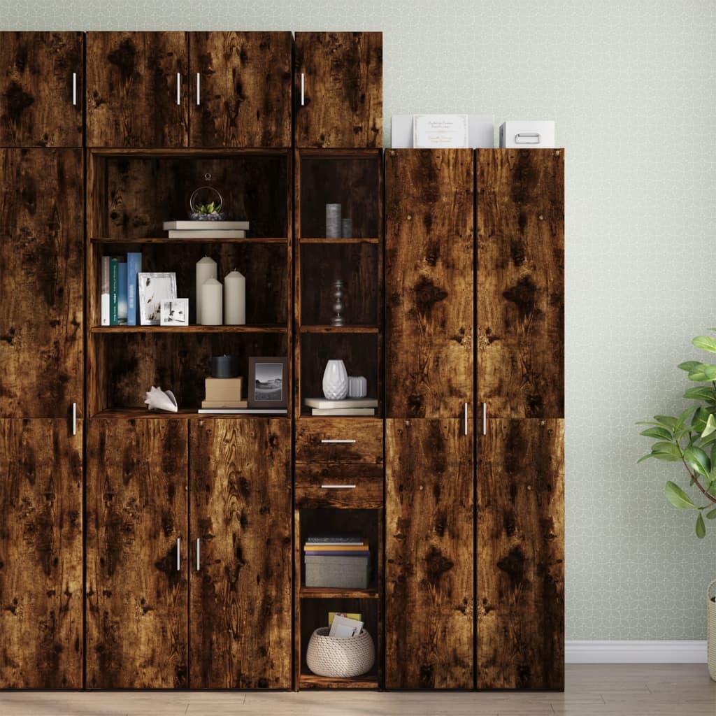 Skab 30x42,5x225 cm smalt konstrueret træ røget egetræsfarve