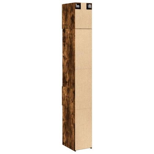 Skab 30x42,5x225 cm smalt konstrueret træ røget egetræsfarve