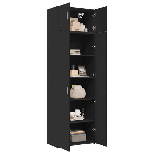 Opbevaringsskab 70x42,5x225 cm konstrueret træ sort