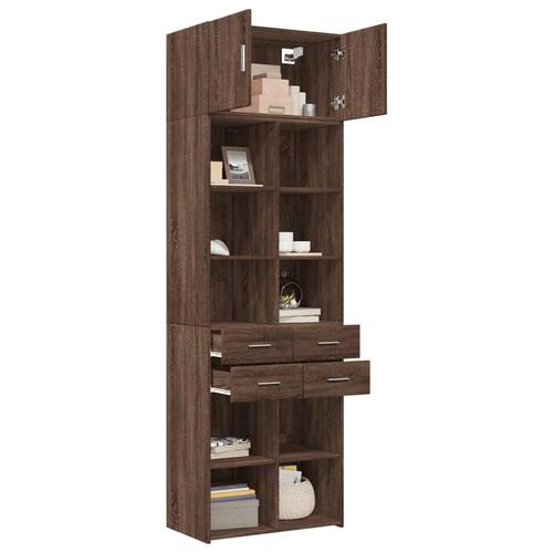 Skab 70x42,5x225 cm konstrueret træ brun egetræsfarve