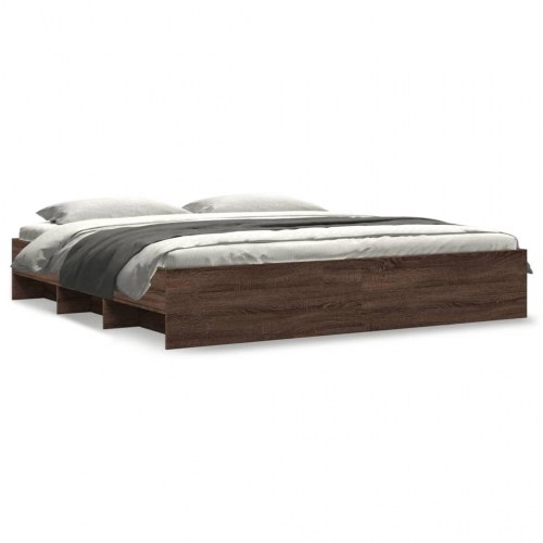 Sengeramme uden madras 200x200 cm konstrueret træ brun eg