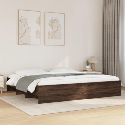 Sengeramme uden madras 200x200 cm konstrueret træ brun eg