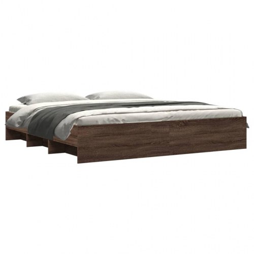Sengeramme uden madras 200x200 cm konstrueret træ brun eg