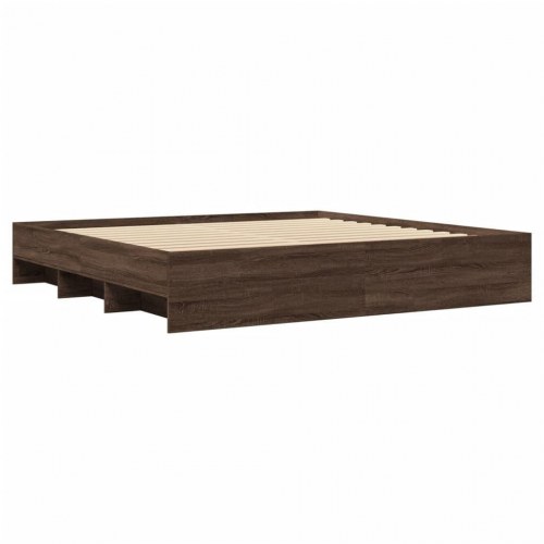 Sengeramme uden madras 200x200 cm konstrueret træ brun eg