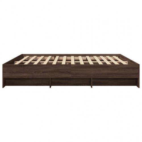 Sengeramme uden madras 200x200 cm konstrueret træ brun eg