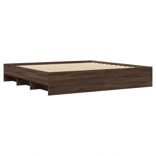 Sengeramme uden madras 200x200 cm konstrueret træ brun eg
